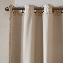 Knitted Jacquard Damask Total Blackout Grommet Top Curtain Panel(Only 1 Pc Panel)