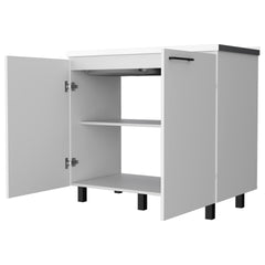 Oklahoma 2 Utility Sink & Cabinet, Interior Shelf, Stainless Steel Countertop