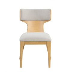 Contemporary Style 2pc Dining Chair Curved Wood Backrest Natural Finish Dining Furniture