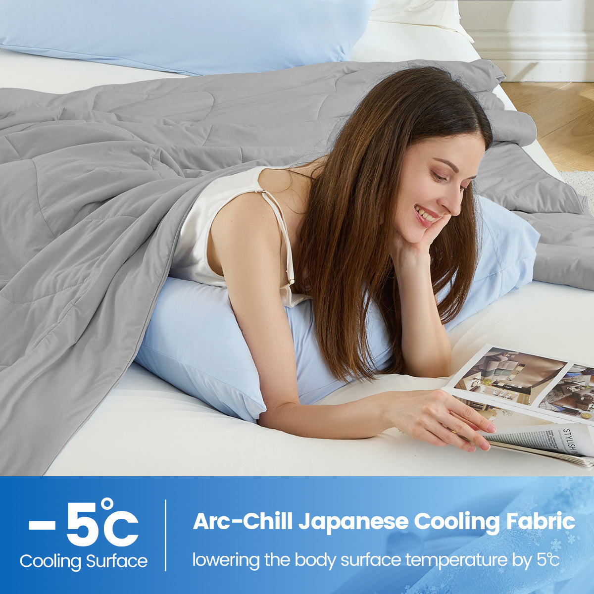 1-Piece 108x90" Cooling DA Comforter,Gray