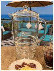 2.5 Quarts Water Pitcher with Lid, Swirl Unbreakable Plastic Pitcher, Drink Pitcher, Juice Pitcher with Spout BPA Free