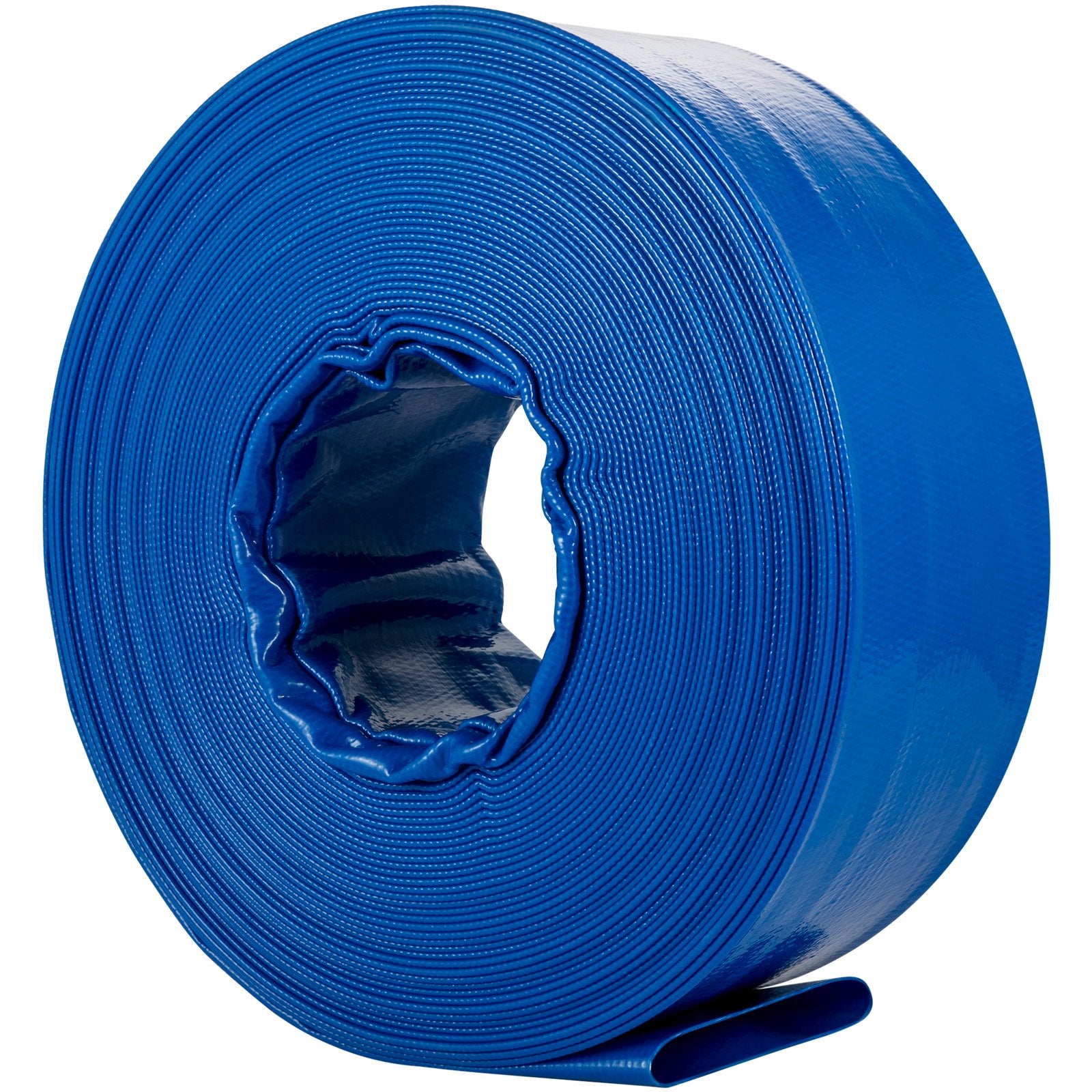 Discharge Hose, 2" x 105', PVC Fabric Lay Flat Hose, Heavy Duty Backwash Drain Hose with Clamps, Weather-proof & Burst-proof, Ideal for Swimming Pool & Water Transfer, Blue