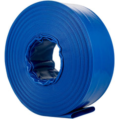 Discharge Hose, 2" x 105', PVC Fabric Lay Flat Hose, Heavy Duty Backwash Drain Hose with Clamps, Weather-proof & Burst-proof, Ideal for Swimming Pool & Water Transfer, Blue