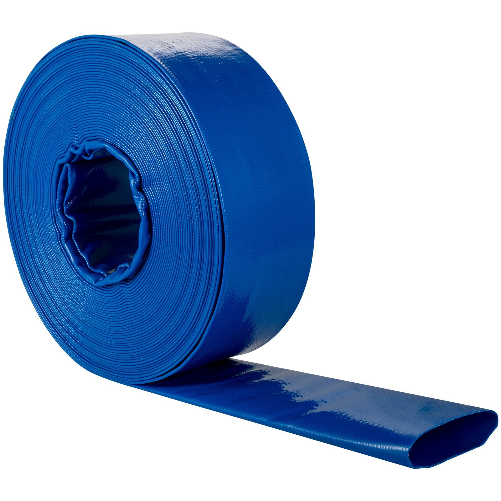 Discharge Hose, 2" x 105', PVC Fabric Lay Flat Hose, Heavy Duty Backwash Drain Hose with Clamps, Weather-proof & Burst-proof, Ideal for Swimming Pool & Water Transfer, Blue