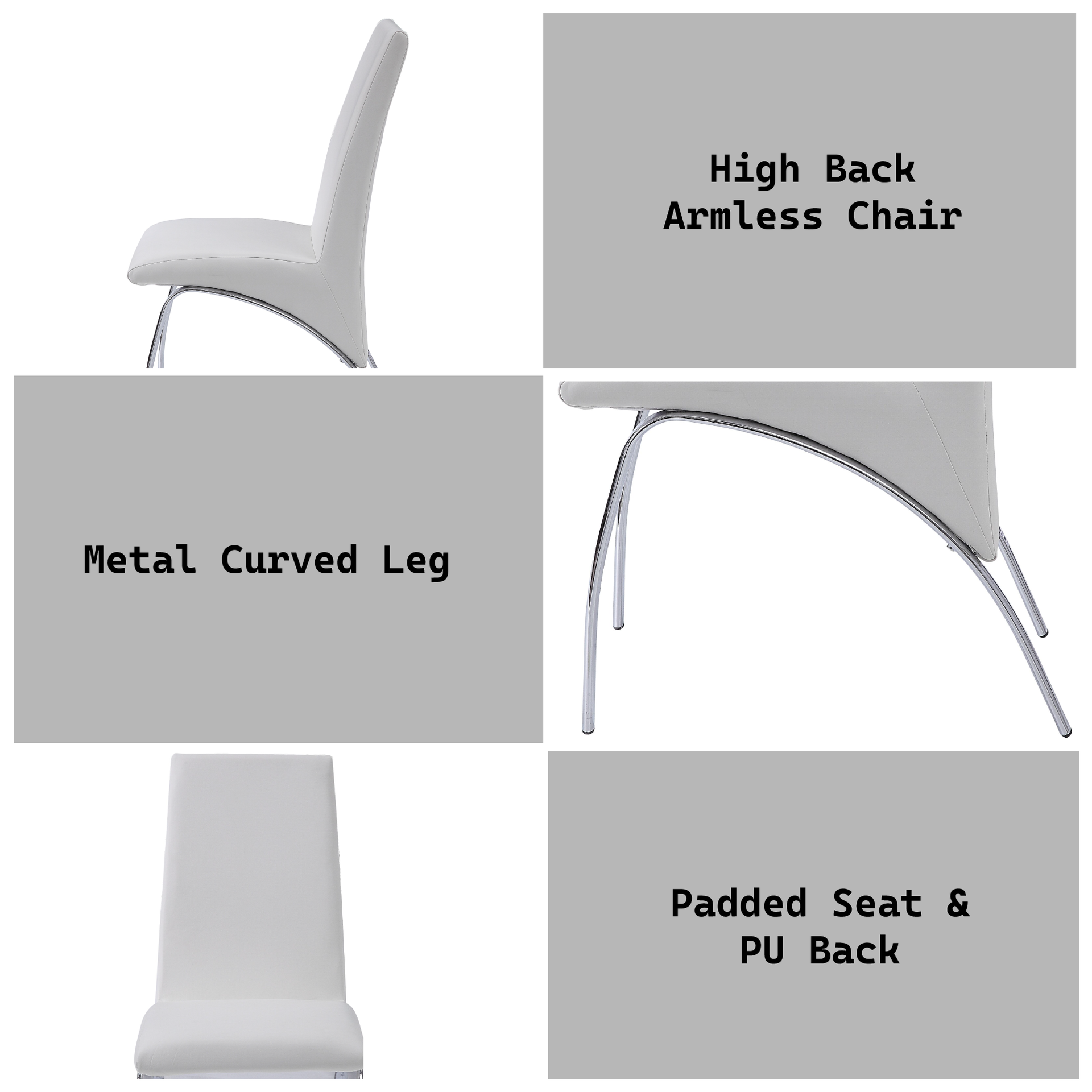 Pervis White Synthetic Leather & Chrome Finish Side Chair (Set of 2)