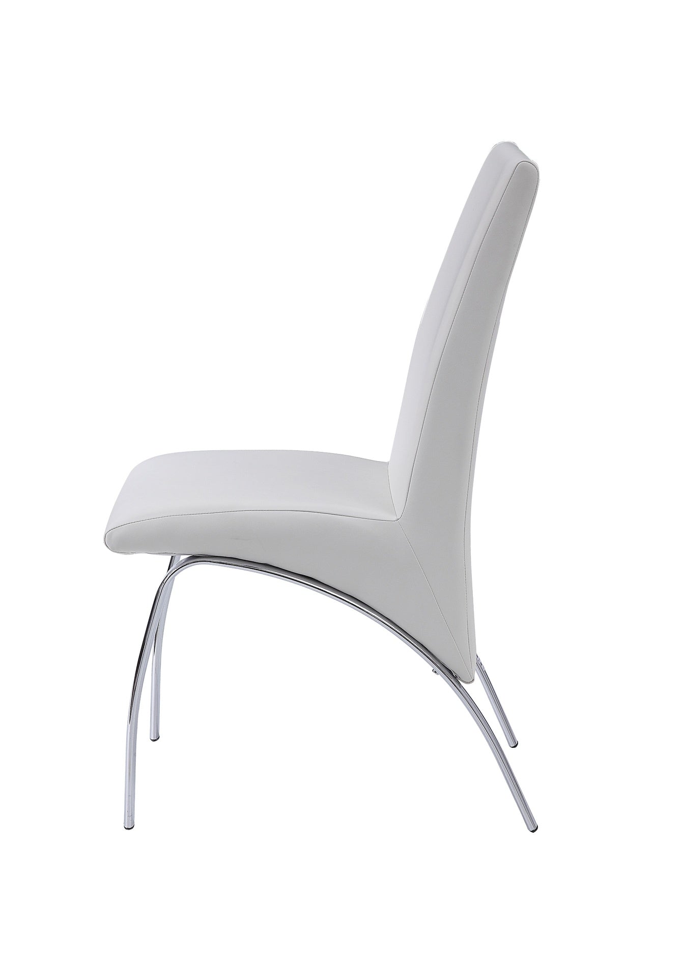 Pervis White Synthetic Leather & Chrome Finish Side Chair (Set of 2)