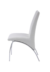 Pervis White Synthetic Leather & Chrome Finish Side Chair (Set of 2)