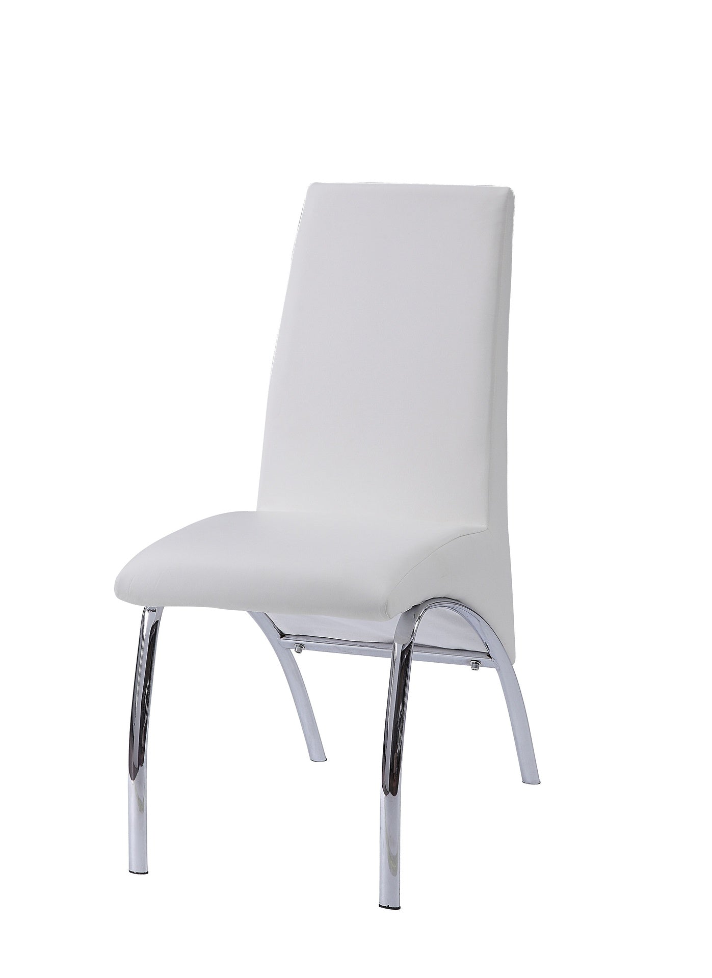 Pervis White Synthetic Leather & Chrome Finish Side Chair (Set of 2)