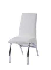 Pervis White Synthetic Leather & Chrome Finish Side Chair (Set of 2)