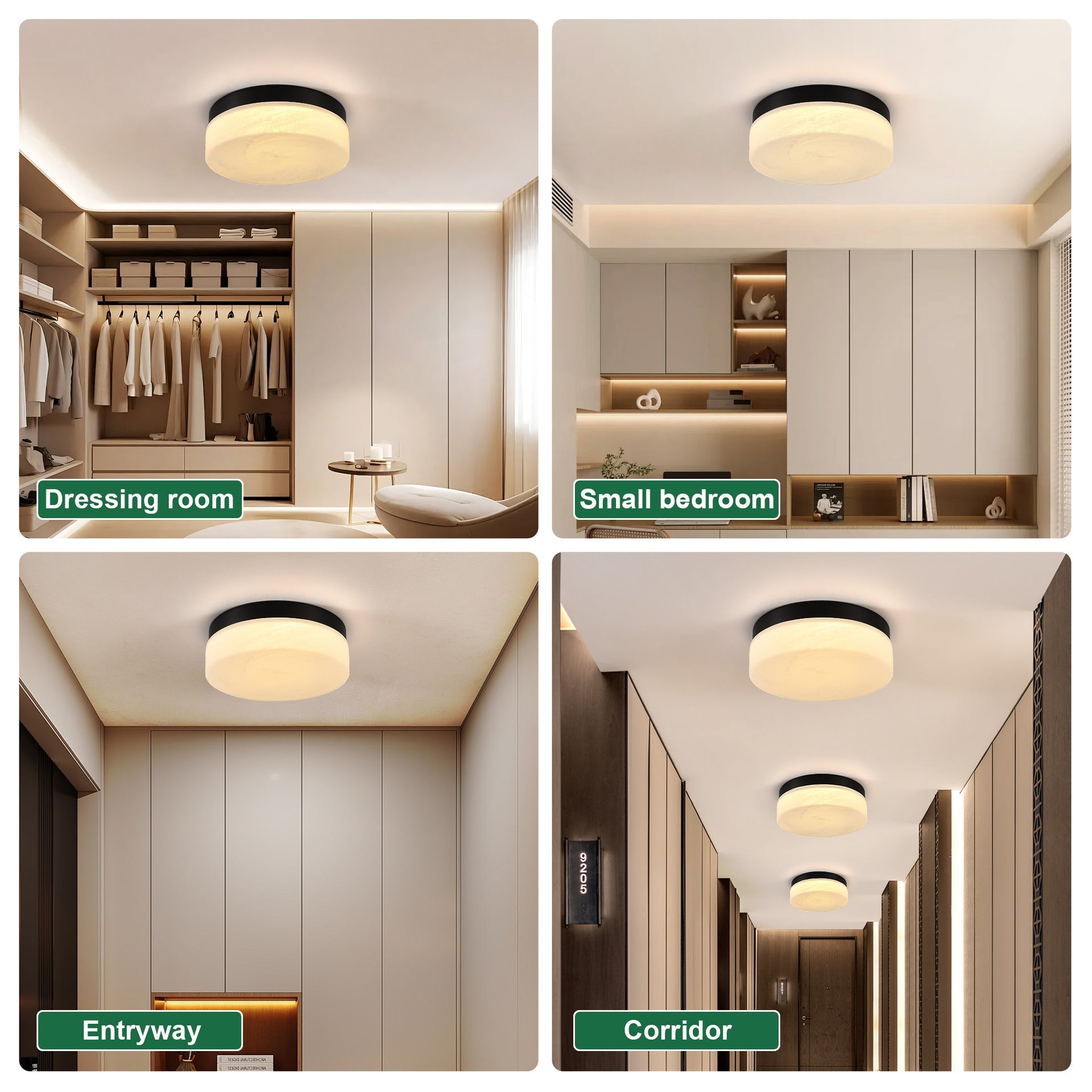 12 Inch LED Ceiling Light, 24W Flush Mount Ceiling Light,Round Low Profile Ceiling Lights for Bedroom, Living Room, Dining Room(Black)