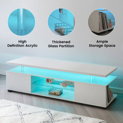 TV Stand for 70 Inch TV LED Gaming Entertainment Center Media Storage Console Table with Large Side Cabinet for Living Room White