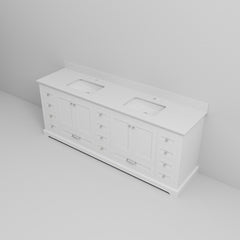 White Double Bath Vanity 84 in. W x 22 in. D, with Cultured Marble Top