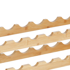 18 Bottle Stackable Modular Wine Rack Bamboo Wood Display Shelf 2-Tier