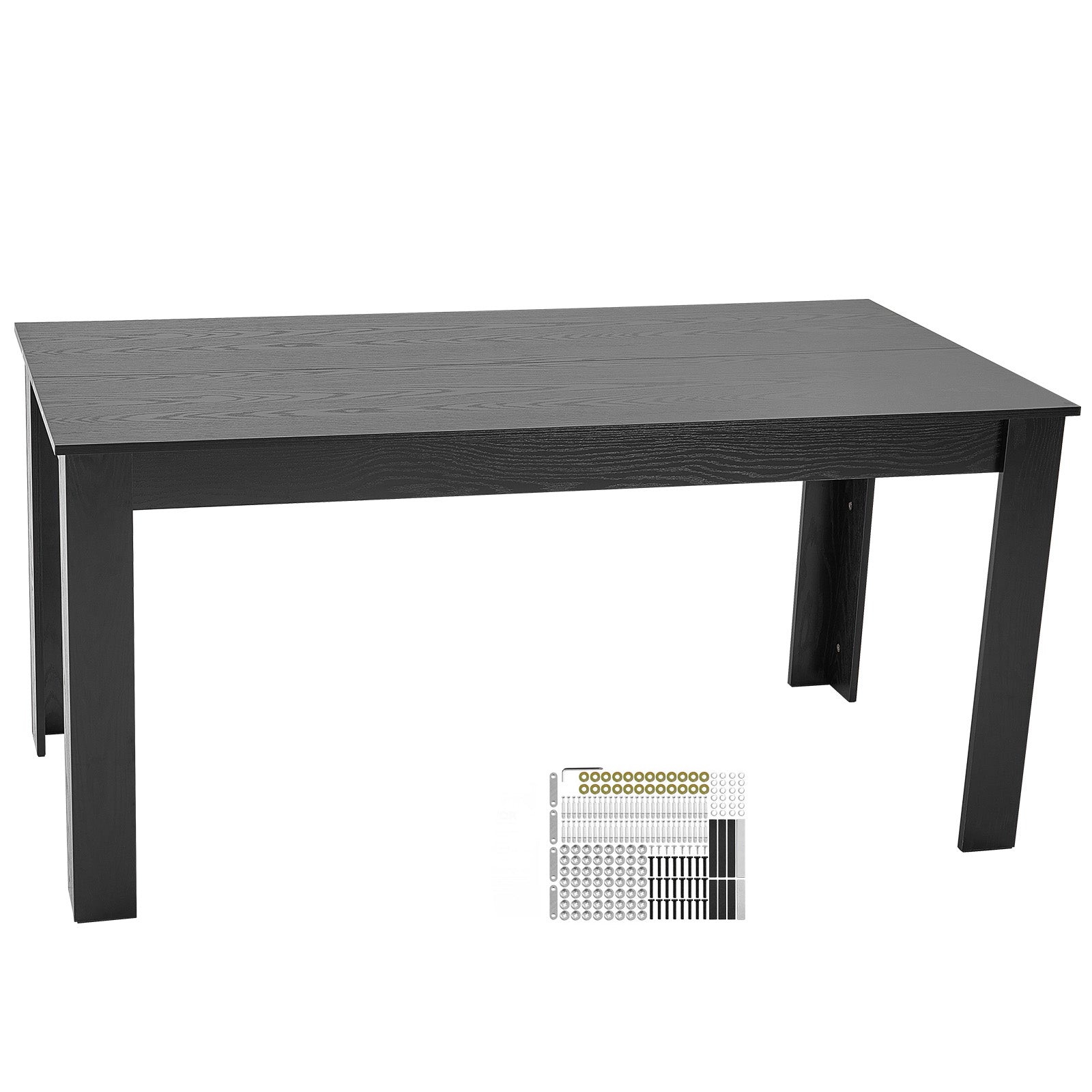 63in Rectangle Dining Table Wood Kitchen Table for 4-6 Person Black (Only Table)