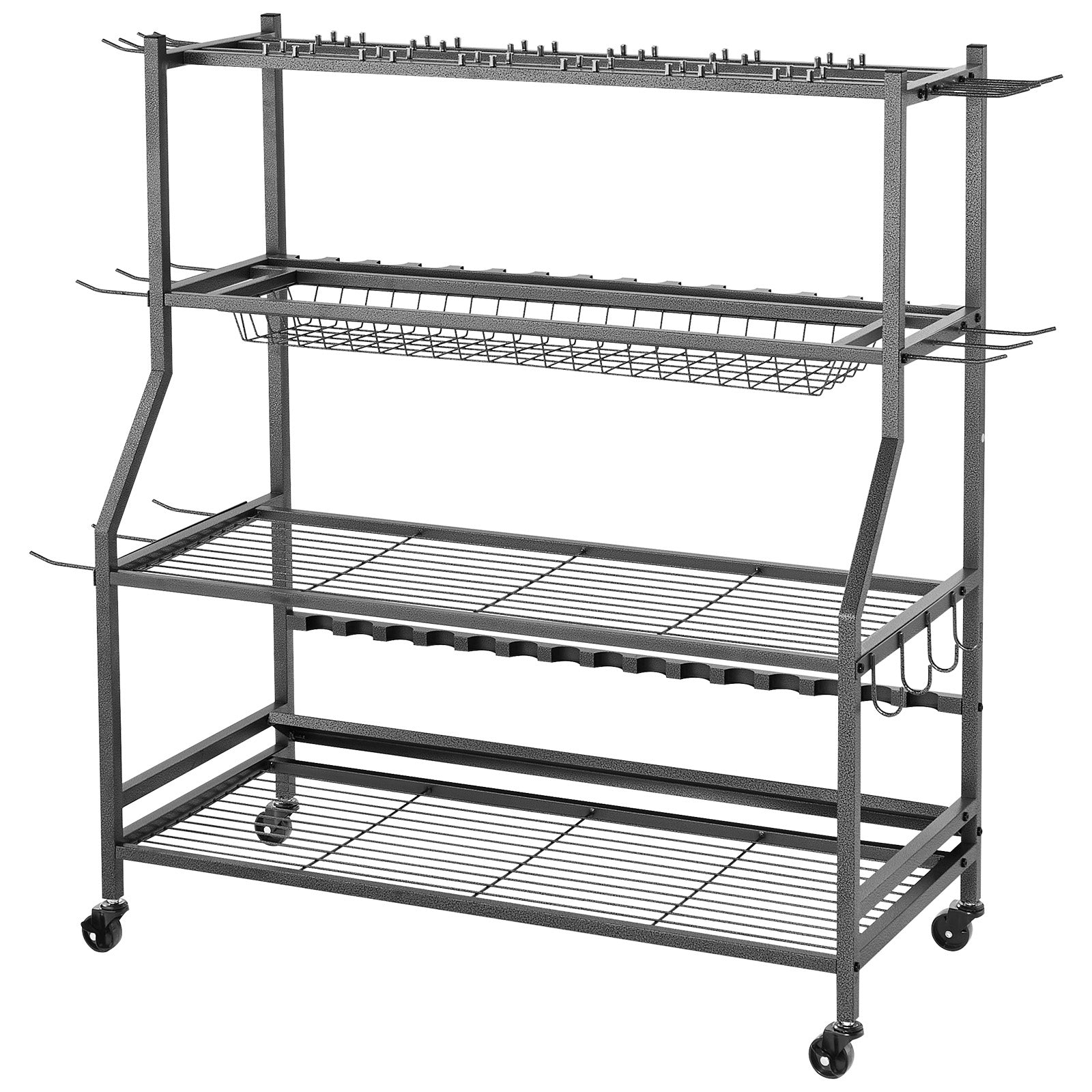15 Pole Fishing Rod Holder Fishing Rack Cart Organizer with Wheels for Garage