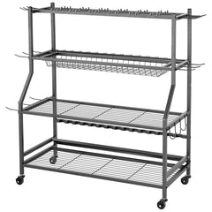 15 Pole Fishing Rod Holder Fishing Rack Cart Organizer with Wheels for Garage