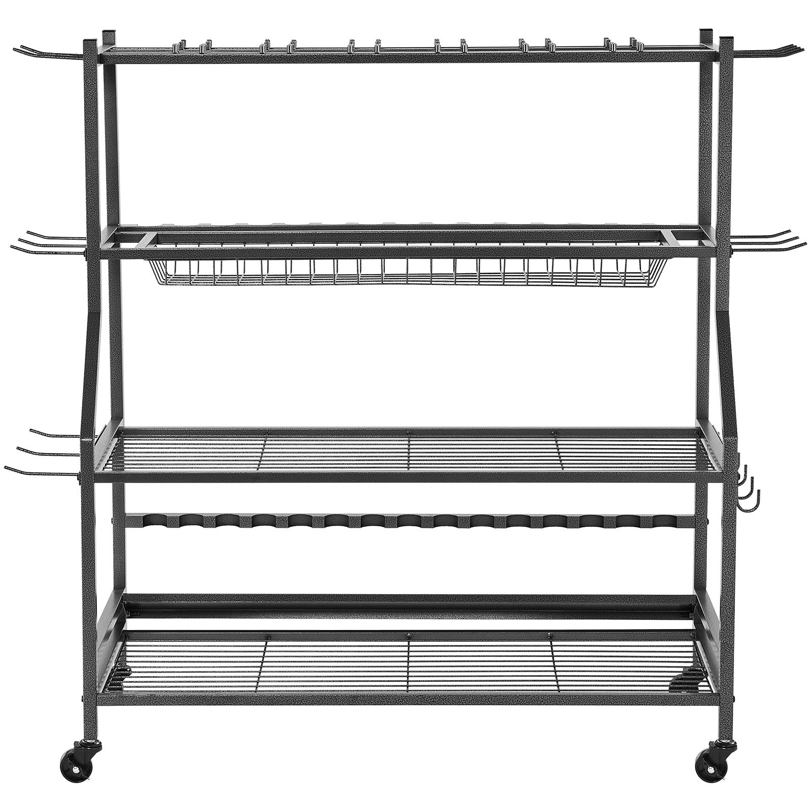 15 Pole Fishing Rod Holder Fishing Rack Cart Organizer with Wheels for Garage