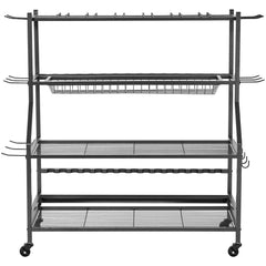 15 Pole Fishing Rod Holder Fishing Rack Cart Organizer with Wheels for Garage