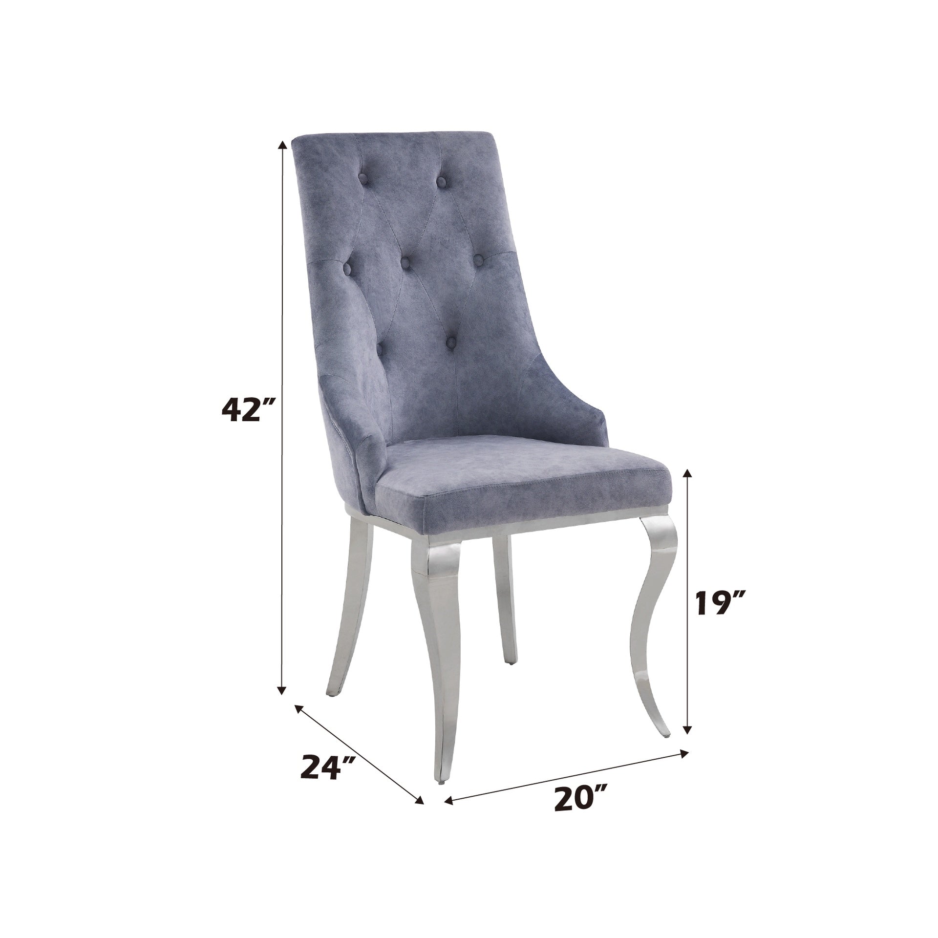 Dekel Gray Fabric & Stainless Steel Side Chair (Set of 2)