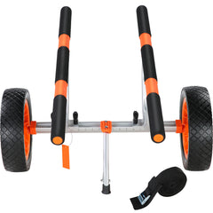 Heavy Duty Kayak Cart, 450lbs Load Capacity, Detachable Canoe Trolley Cart with 12'' Solid Tires, Adjustable Width & Nonslip Support Foot, for Kayaks Canoes Paddleboards Float Mats Jon Boats