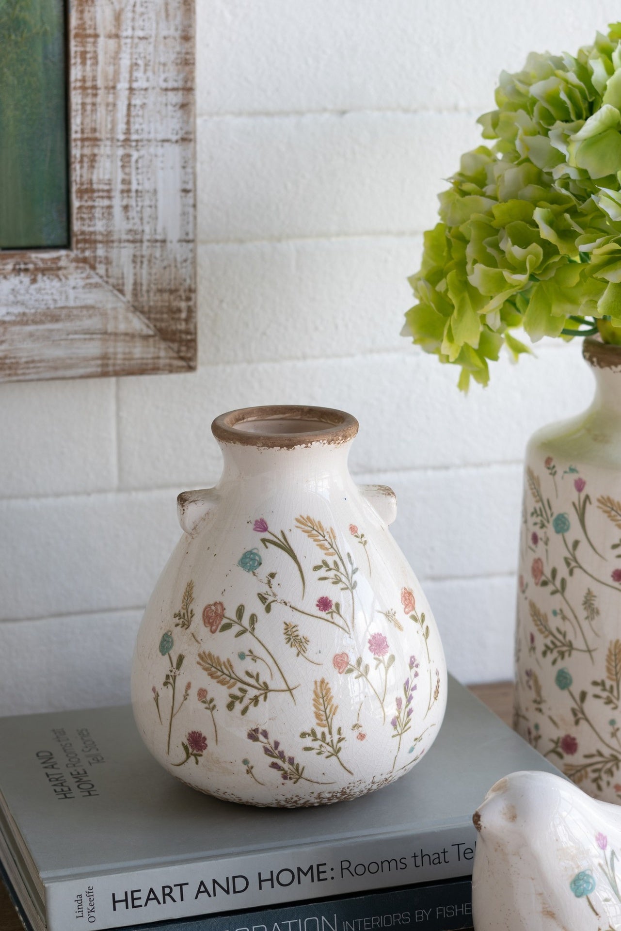 6.7x6.7x7.7" Round Ceramic Accent Vase with Multi-Colored Floral Motifs