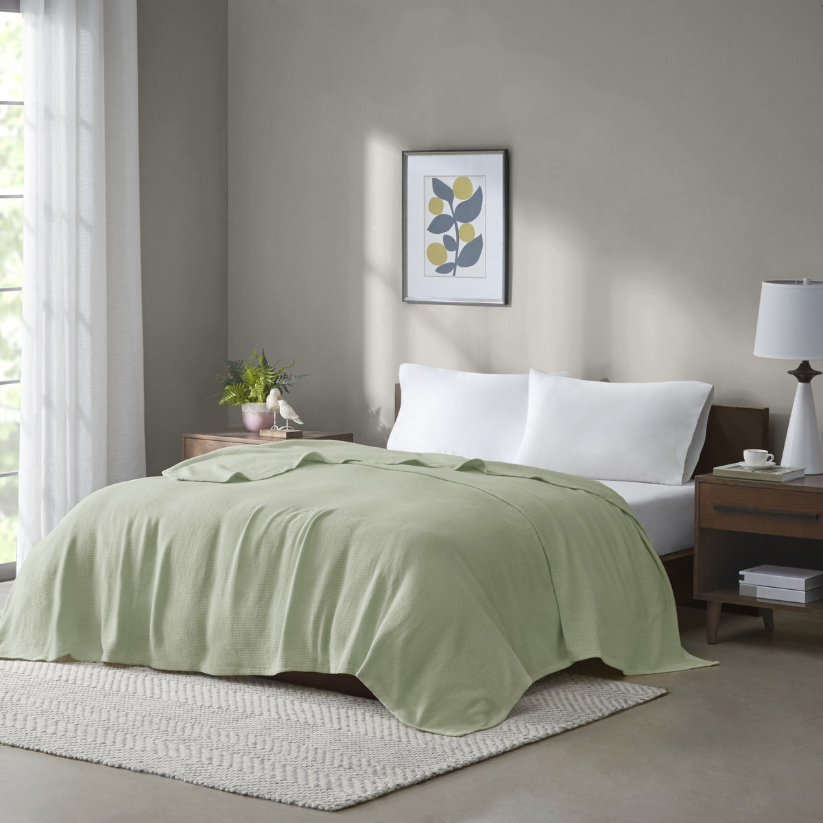 1 PCS Twin Cotton Blanket Green