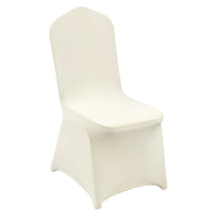 Stretch Spandex Folding Chair Covers, Universal Fitted Chair Cover, Removable Washable Protective Slipcovers, for Wedding, Holiday, Banquet, Party, Celebration, Dining (50PCS Ivory White)