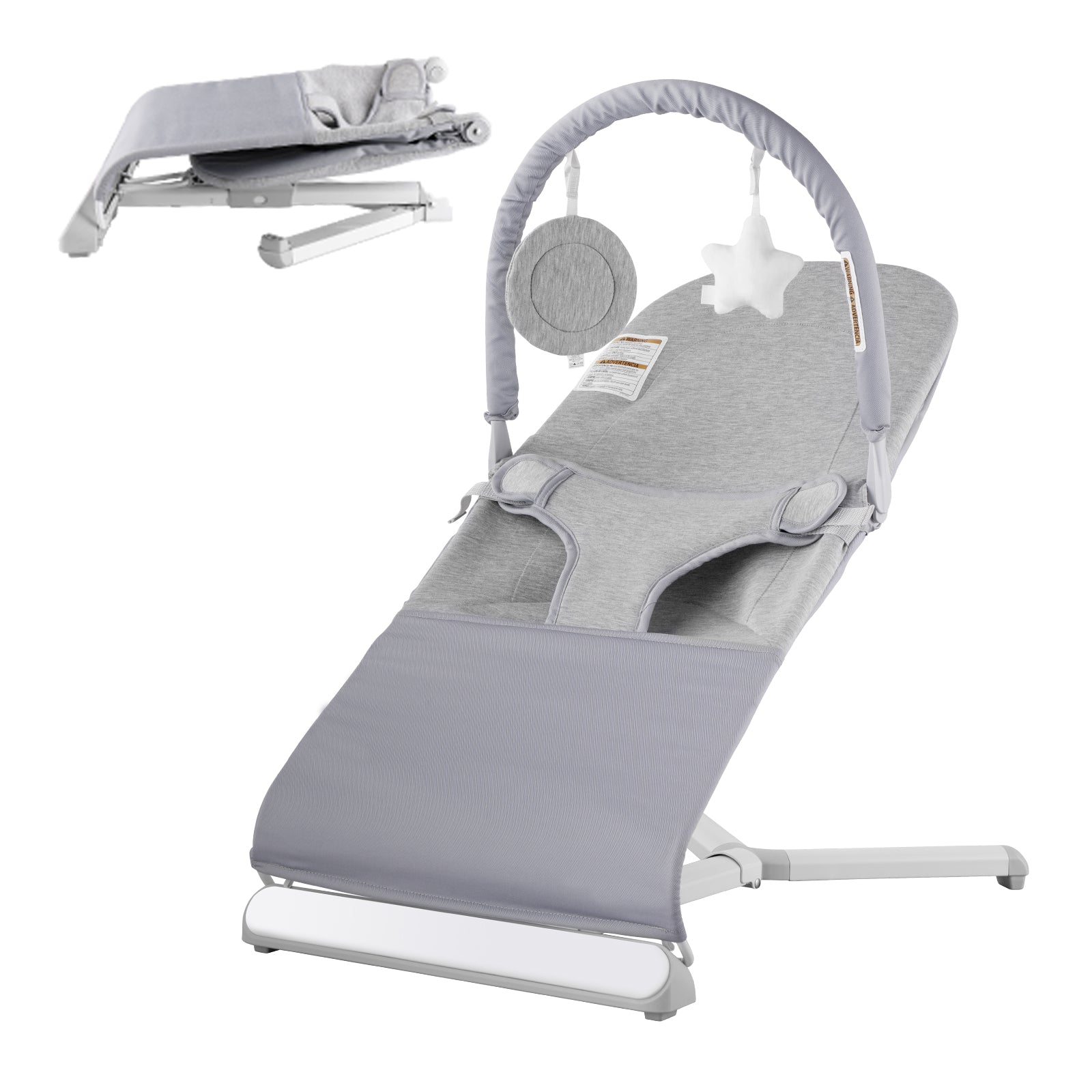 Baby Bouncer Folding Bouncer Seat Chair for Babies 0-9 Months with Toy Bar