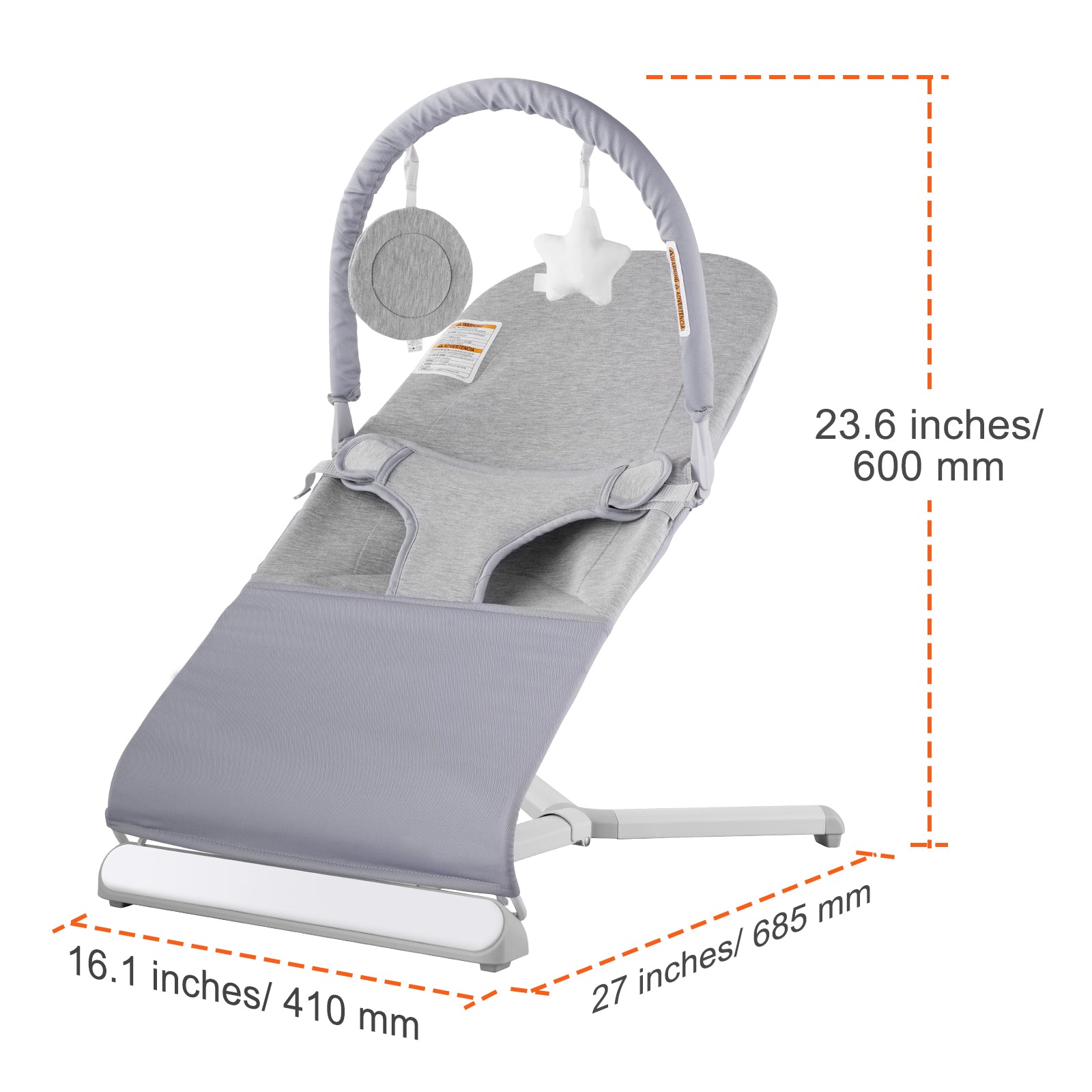 Baby Bouncer Folding Bouncer Seat Chair for Babies 0-9 Months with Toy Bar