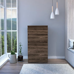 Dresser 43 inchH, Jewelry Box, Mirror, Single Door Cabinet, Two Drawers, Dark Walnut