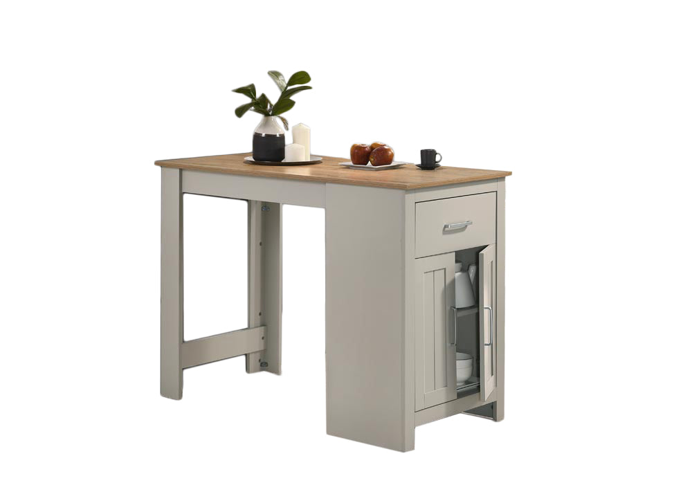 Alfonso 47" Light Gray Small Space Counter Height Dining Table with Cabinet and Drawer Storage