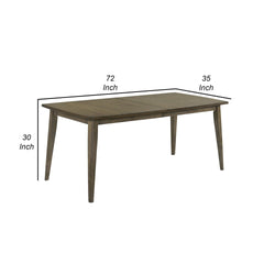 Yuki 72 Inch Rectangular Dining Table, Tapered Legs, Vintage Walnut Brown