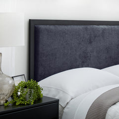 Metal Trim Upholstered Headboard, Queen, Navy