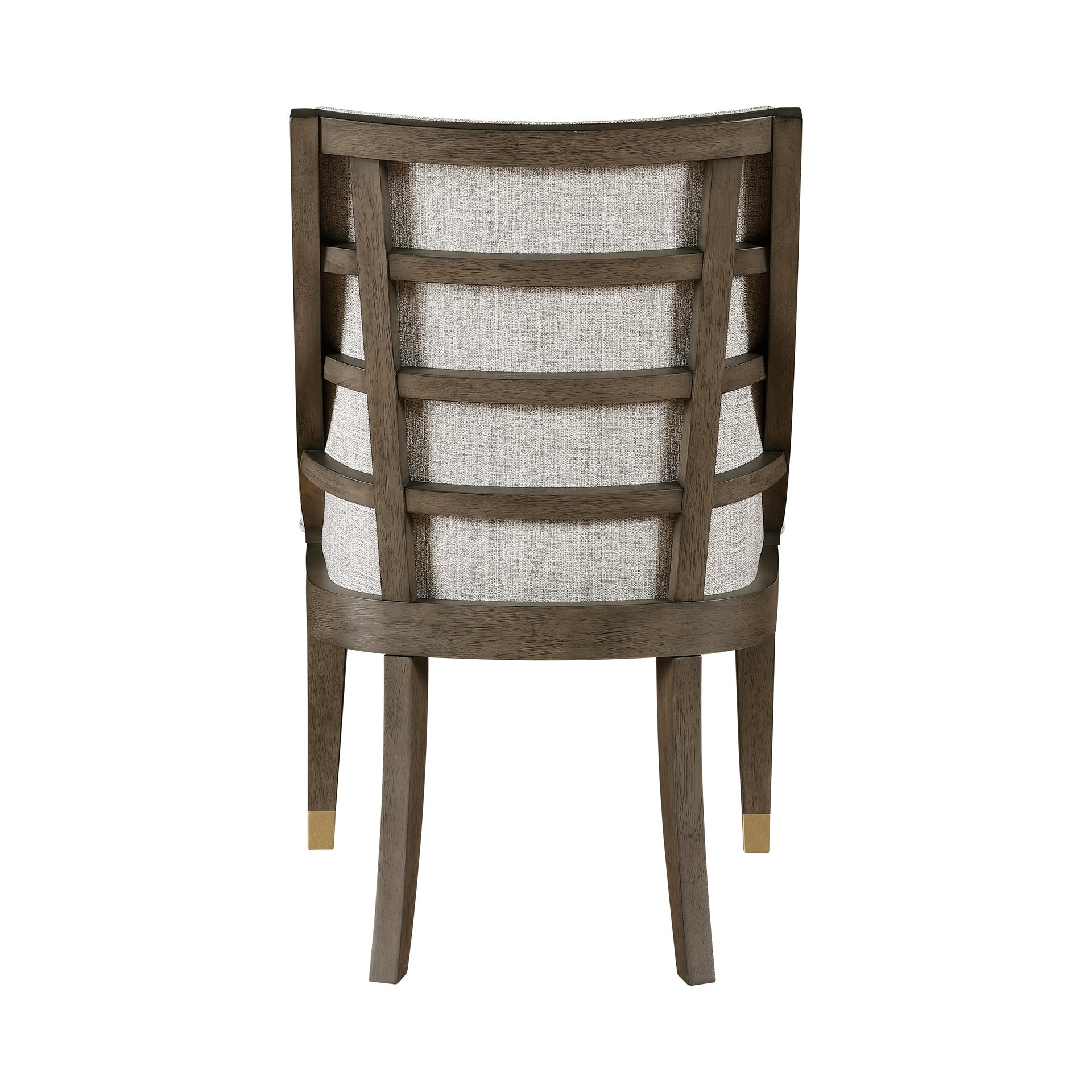 Modern Armchairs Set of 2 Brown Finish with Gold Tipping Upholstered Back Seat Wooden Dining Furniture, Semi-deconstructed design