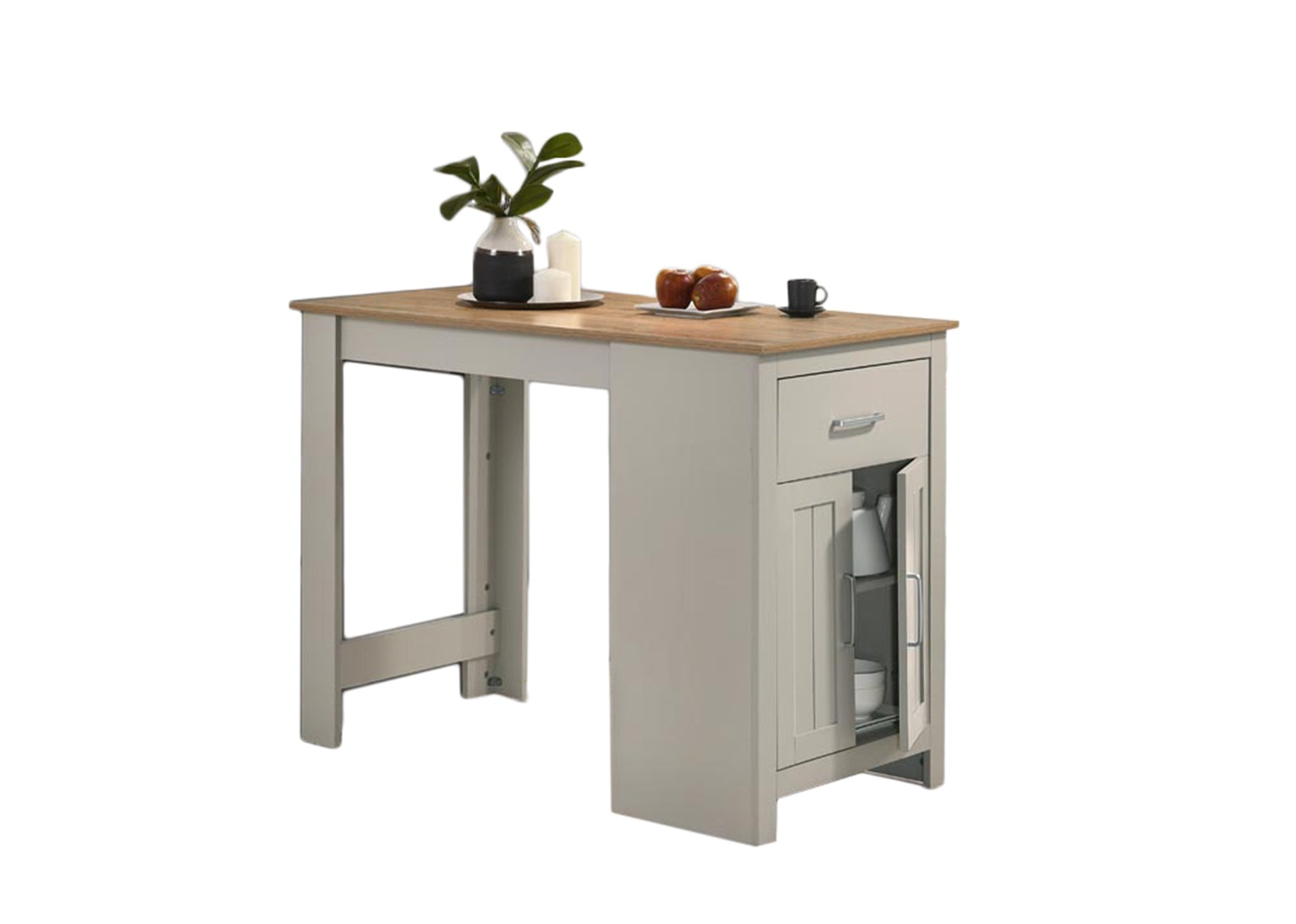 Alonzo 47" Light Gray Small Space Counter Height Dining Table with Cabinet and Drawer Storage