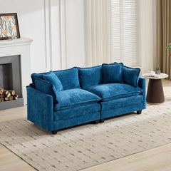 Cloud Sofa LoveSeat (Ottoman is not included), Modern Sectional Couch, for Living Room Bedroom and Apartment, Comfy Double Layer Upholstered Seat Cushion, Breathable Chenille Fabric, Blue.SW5012BL