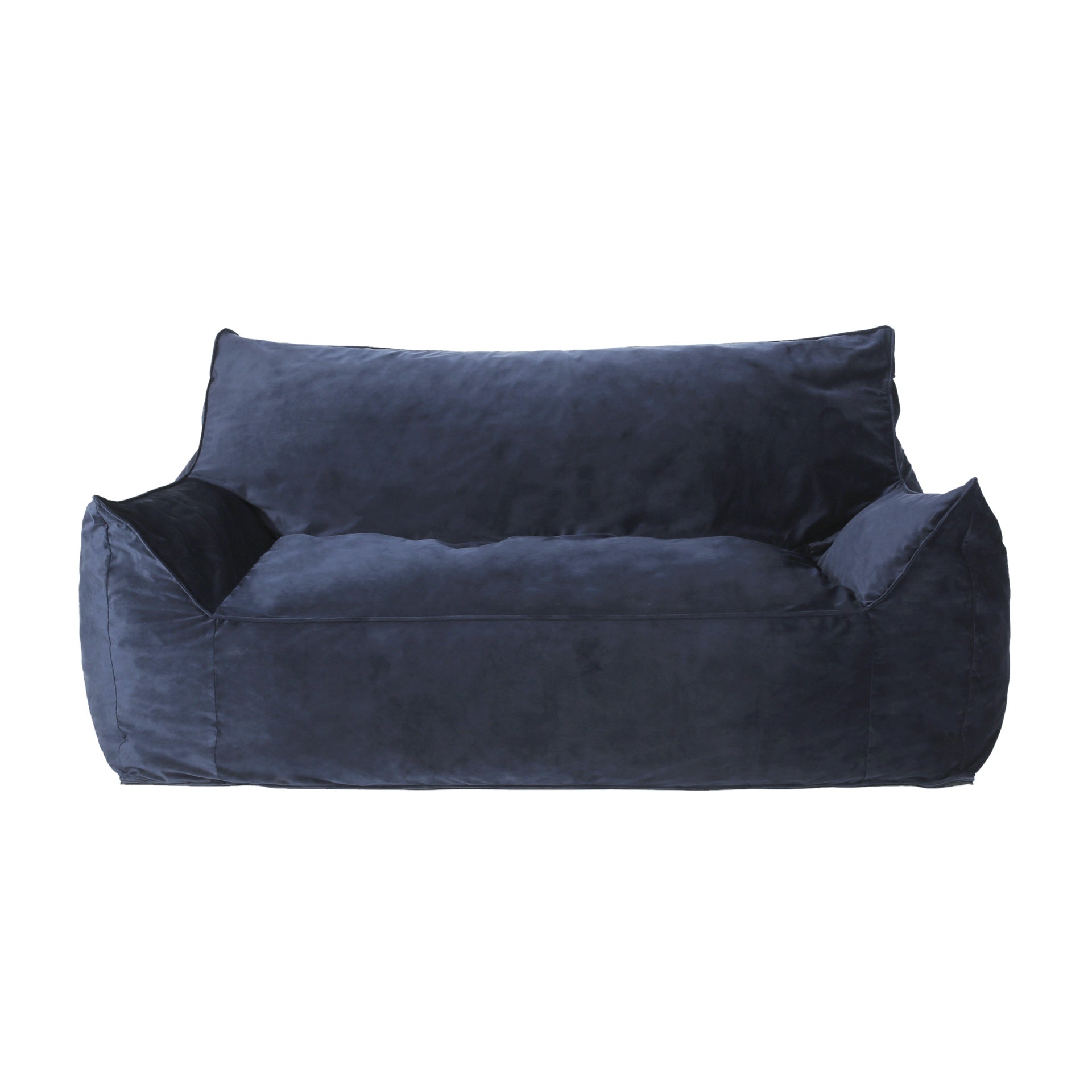 Fila Velveteen 2-Seater Oversized Bean Bag Chair with Armrests, Dark blue