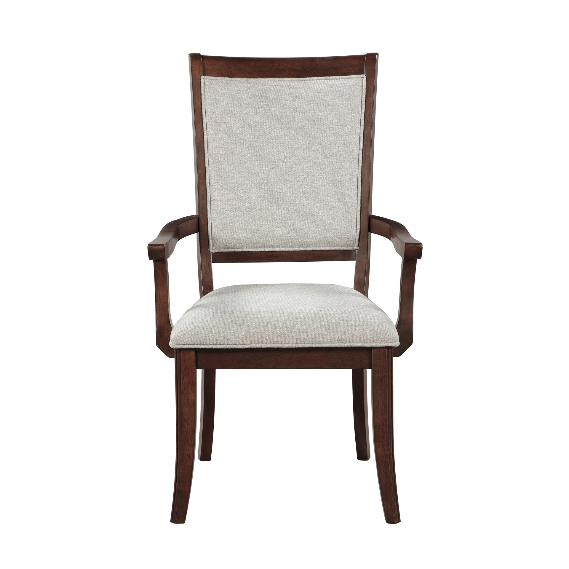 Traditional Dining Armchairs Set of 2pc, Cherry Finish Wooden Beige Upholstered Seat Formal Chairs Dinng Room Furniture