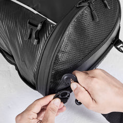 Motorcycle Tail Bag, 10 L Motorcycle Rear Seat Bag with Waterproof Rain Cover, Outdoor Sports Motorbike Luggage Storage Trunk Rack Backpack Handbag with Shoulder Strap and Inner Pocket, Black