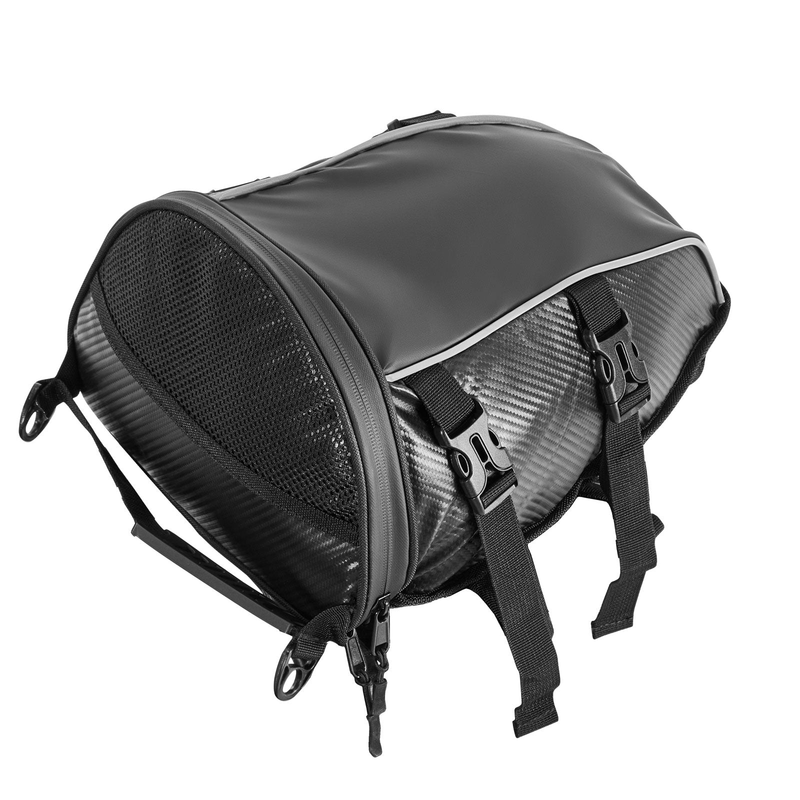 Motorcycle Tail Bag, 10 L Motorcycle Rear Seat Bag with Waterproof Rain Cover, Outdoor Sports Motorbike Luggage Storage Trunk Rack Backpack Handbag with Shoulder Strap and Inner Pocket, Black
