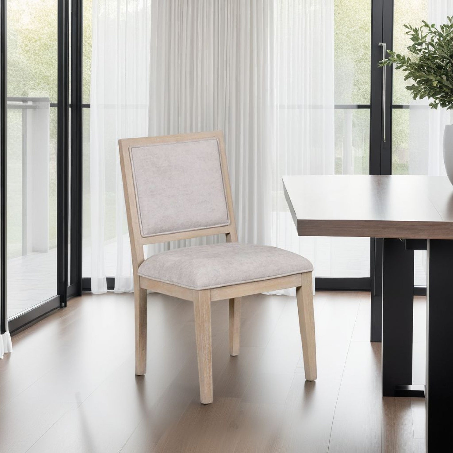 Kizie Dining Side Chair Set of 2, Rustic Panel Design Tawny Brown Wood