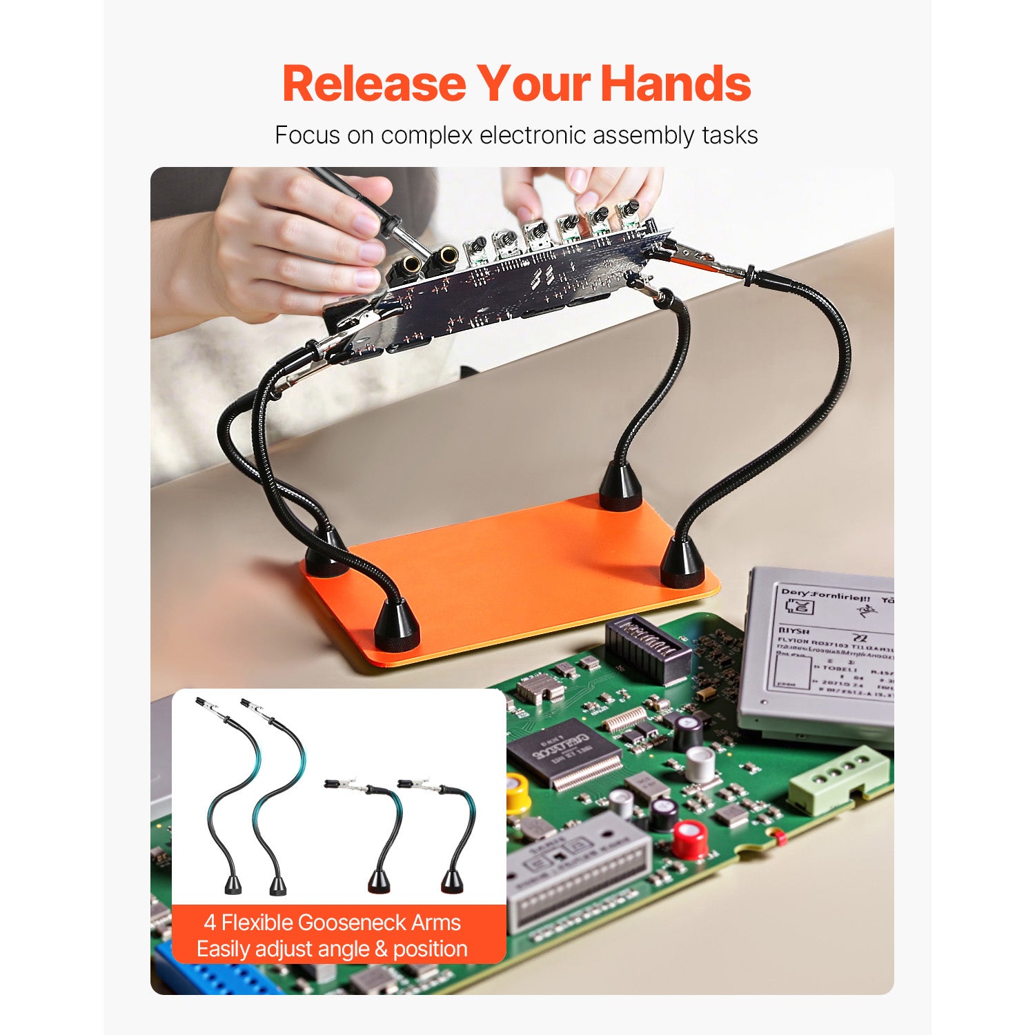 Magnetic Helping Hands Soldering Station 4 Flexible Arms Alligator Clips