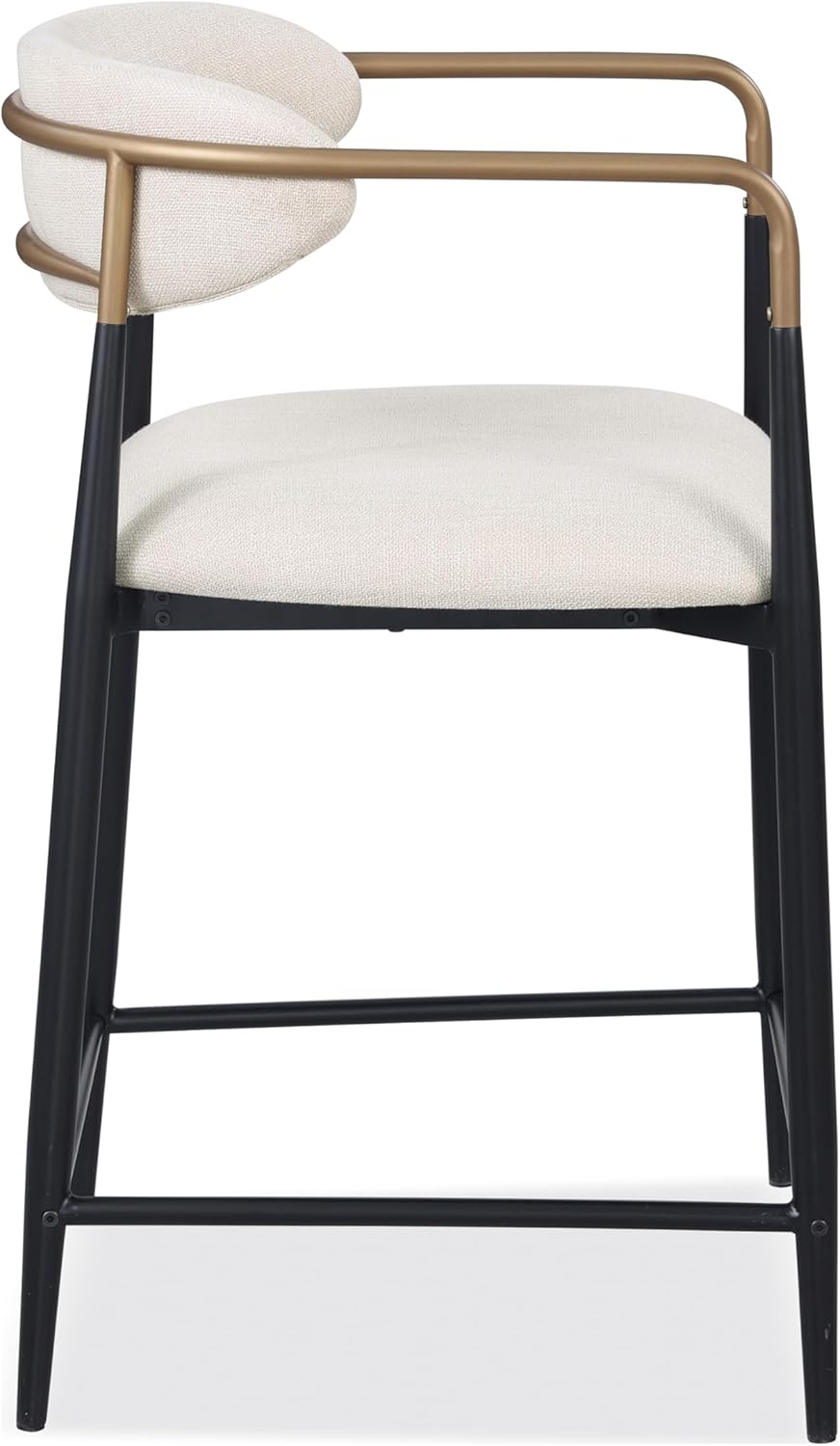 Contemporary Style 2pc Counter Height Chair Metal Legs Gold Curved Arms Gold Black White Finish Dining Room