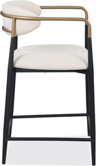 Contemporary Style 2pc Counter Height Chair Metal Legs Gold Curved Arms Gold Black White Finish Dining Room