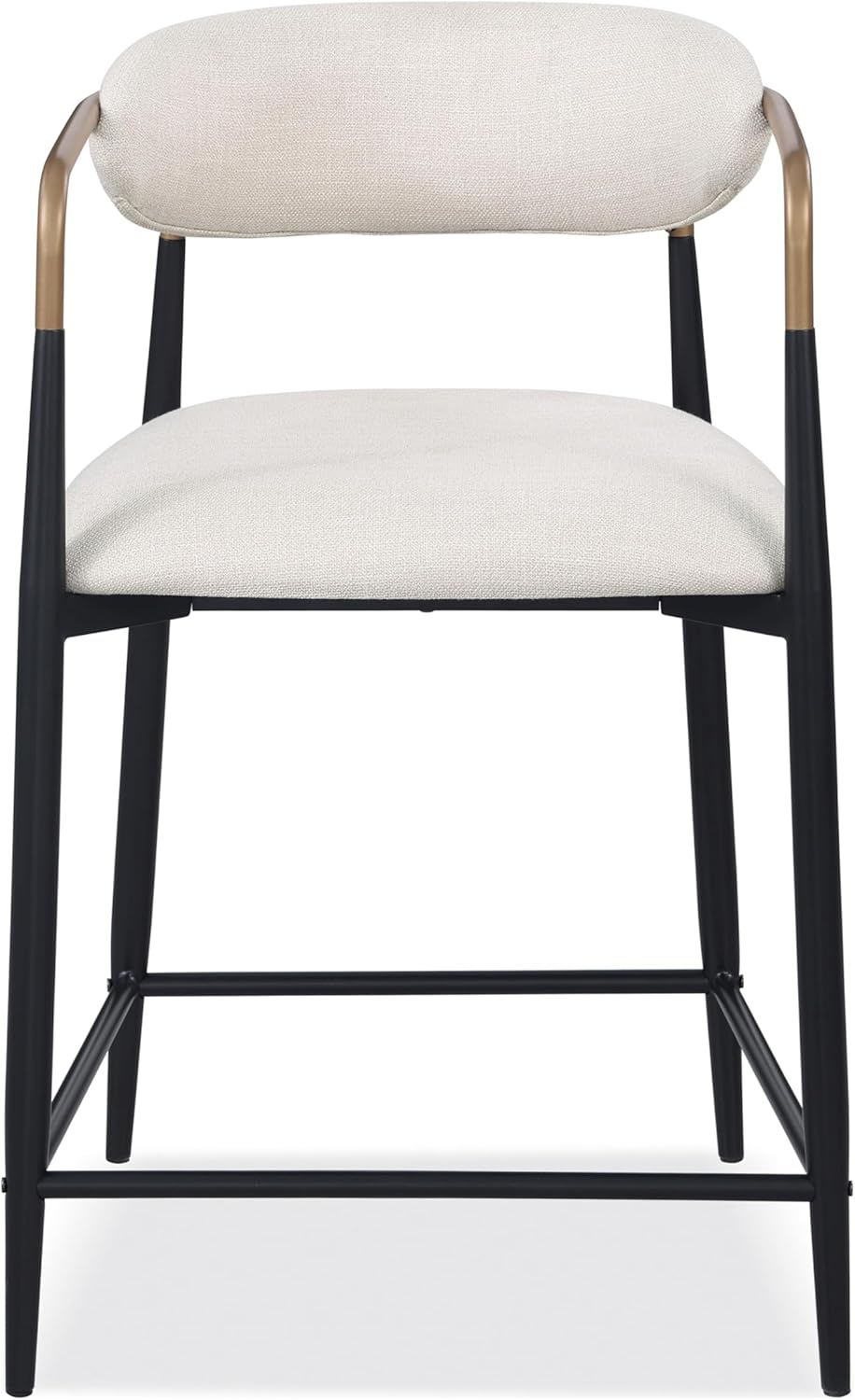 Contemporary Style 2pc Counter Height Chair Metal Legs Gold Curved Arms Gold Black White Finish Dining Room
