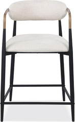 Contemporary Style 2pc Counter Height Chair Metal Legs Gold Curved Arms Gold Black White Finish Dining Room