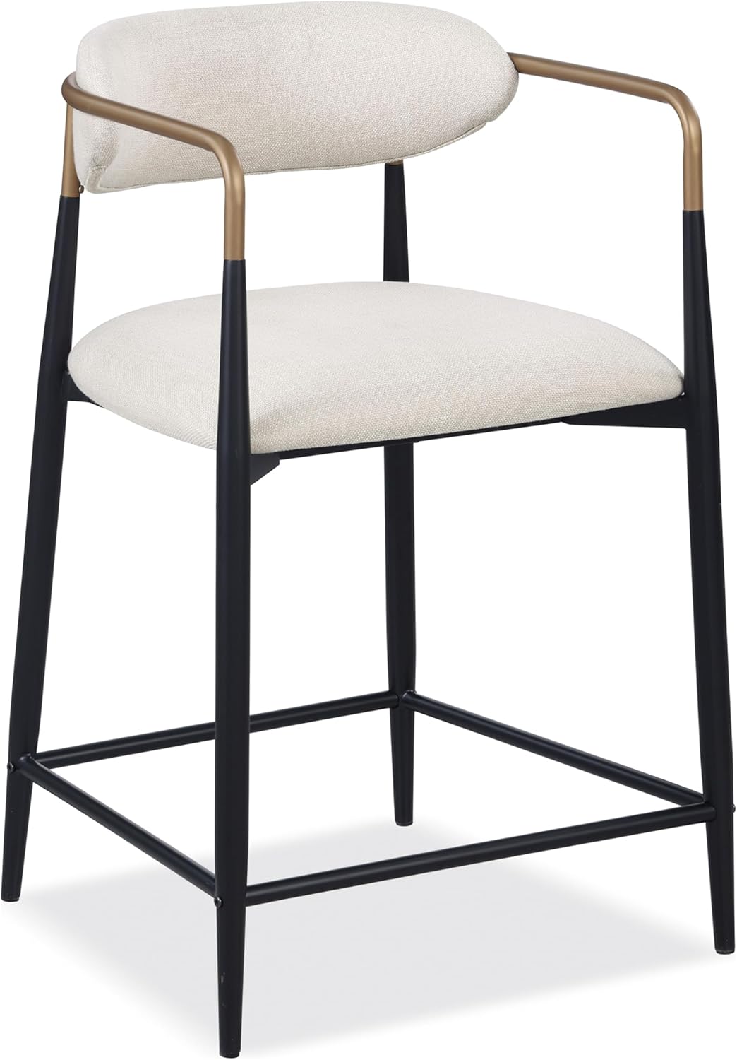 Contemporary Style 2pc Counter Height Chair Metal Legs Gold Curved Arms Gold Black White Finish Dining Room