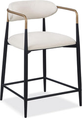 Contemporary Style 2pc Counter Height Chair Metal Legs Gold Curved Arms Gold Black White Finish Dining Room