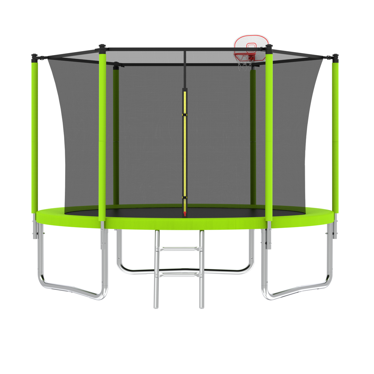 10FT Trampoline for Kids, Basketball Hoop and Ladder, Outdoor Kids Trampoline with Safety Enclosure,Fast Assembly for Backyard Fun,ASTM Approved