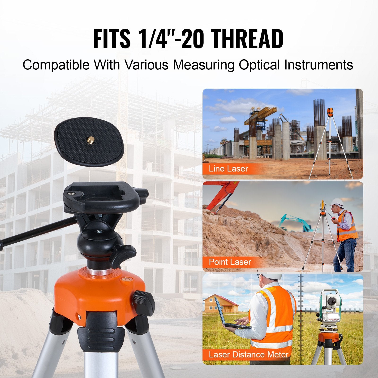 Laser Level Tripod ¼ x 20 Thread 27.36-68.11 inch Height Adjustment